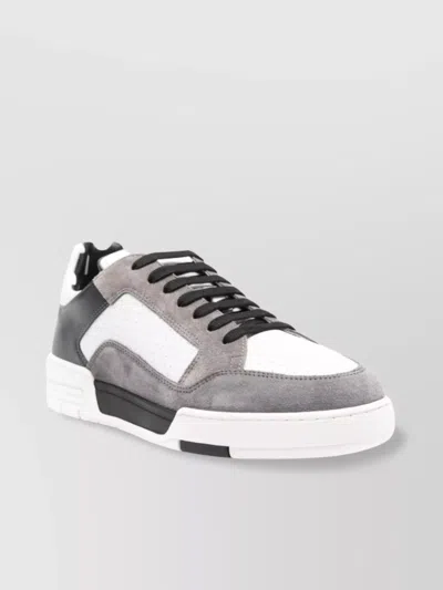 Moschino Panelled Design Leather Sneakers In White