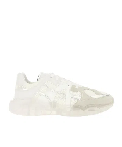 Moschino Panelled Lace-up Sneakers In White
