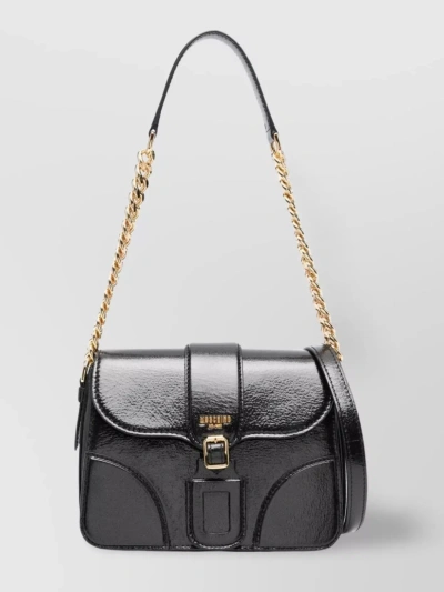 Moschino Panelled Leather Shoulder Bag In Grey