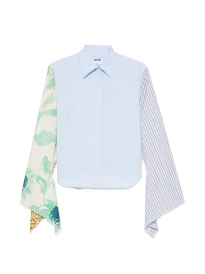Moschino Panelled Long-sleeve Shirt In Blue