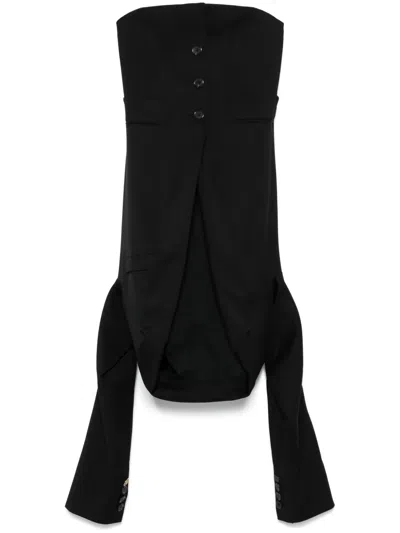 Moschino Panelled Strapless Top In Black