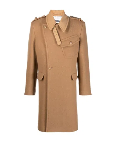 MOSCHINO PANELLED WOOL-BLEND SINGLE-BREASTED COAT