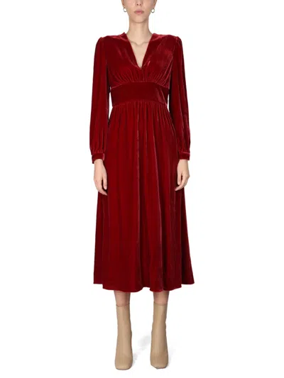Moschino Panné Velvet Dress In Red
