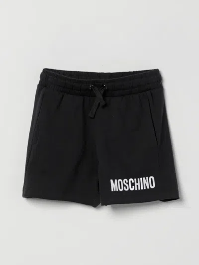 Moschino Kids' Pantaloncino Jogging In Cotone Con Maxi Logo  In Black