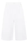Moschino High-waisted White Denim Bermuda Shorts In White
