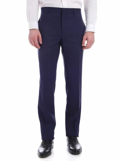 Moschino Tone-on-tone Micro Pattern Pants In Blue In Azul