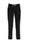Moschino Polyester Trousers With Golden Metal Buckle In J0555