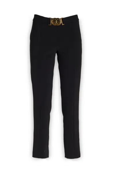 Moschino Polyester Trousers With Golden Metal Buckle In J0555