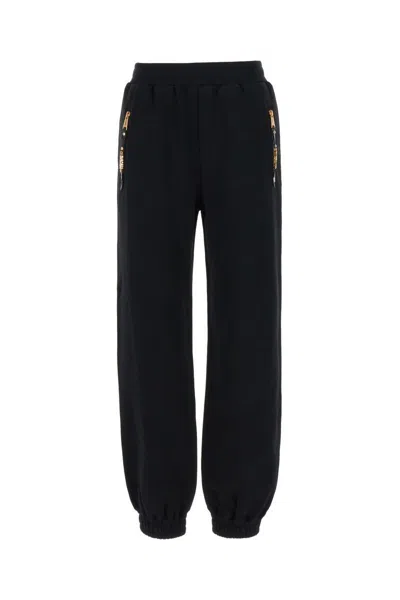 Moschino Cotton Joggers With Ribbed Elastic Waist In Black