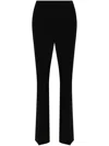 Moschino Wide-leg Wool Blend Crepe Pants With Central Pleat In Black