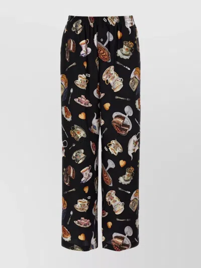 Moschino Pants Featuring Elastic Waistband Print In Black