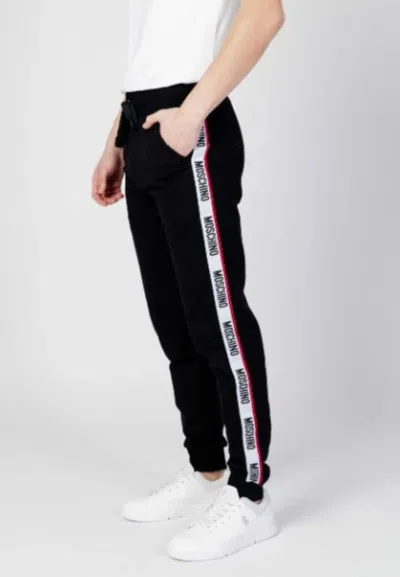 Moschino Logo Stripe Trousers In Black