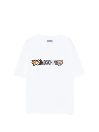 Moschino Kids' Patch-detail T-shirt In White