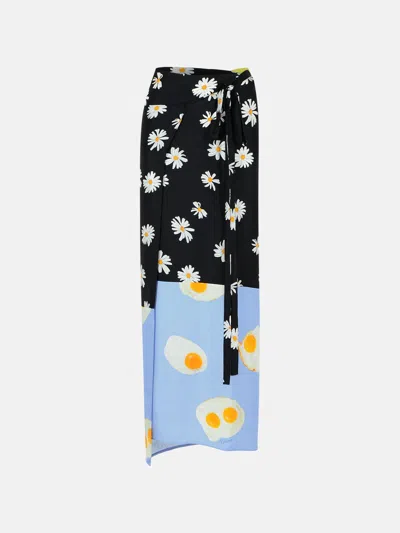Moschino 'patchwork' Black Silk Skirt In Multi