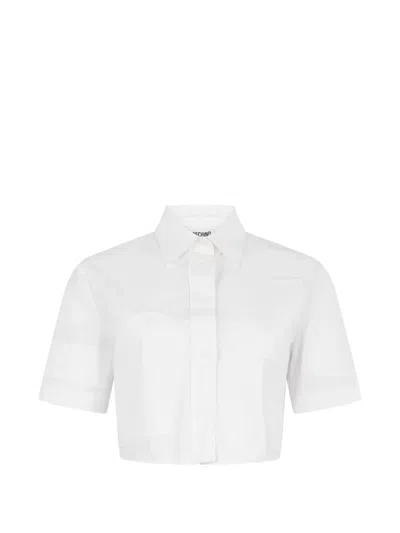 Moschino Patchwork Cropped Shirt In White