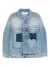 Moschino Patchwork Denim Jacket In Blue