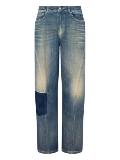 Moschino Patchwork Denim Jeans In Blue