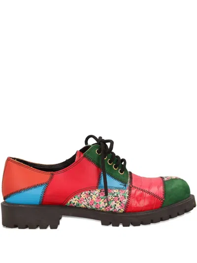 Pre-owned Moschino Patchwork Derby Shoes In Red