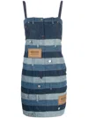Moschino Patchwork-design Denim Minidress In Blue