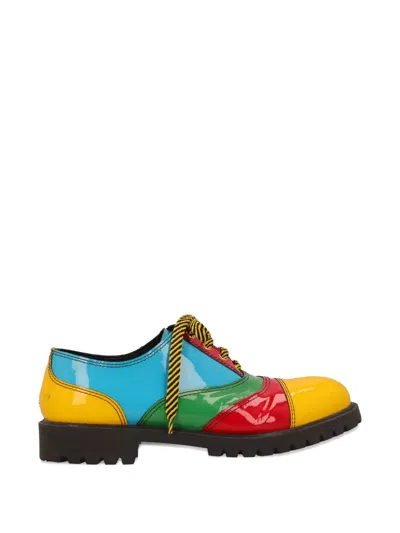 Pre-owned Moschino Patchwork Lace-up Derby Shoes In Yellow