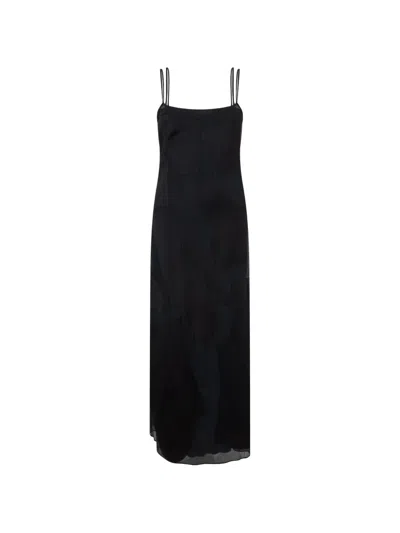 Moschino Patchwork Mesh-panelled Maxi Dress In Black