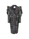 Moschino Patchwork Ruffled Oversized Coat In Black