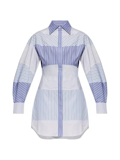 Moschino Patchwork Shirt Dress In Blue