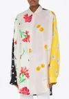 Moschino Oversized Mixed Print French Collar Long Sleeves In Multicolor