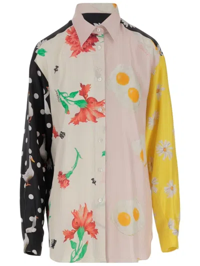 Moschino Patchwork Silk Twill Shirt