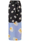 Moschino Long Wrap Skirt With Floral And Egg Print