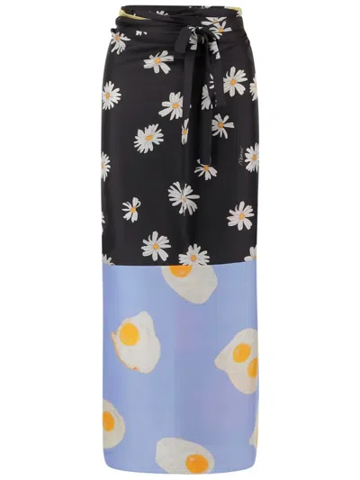 MOSCHINO MOSCHINO PATCHWORK SILK TWILL SKIRT