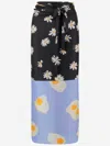 Moschino Long Wrap Skirt With Floral And Egg Print In Red