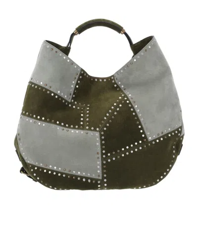 MOSCHINO MOSCHINO PATCHWORK STUDDED TOTE BAG