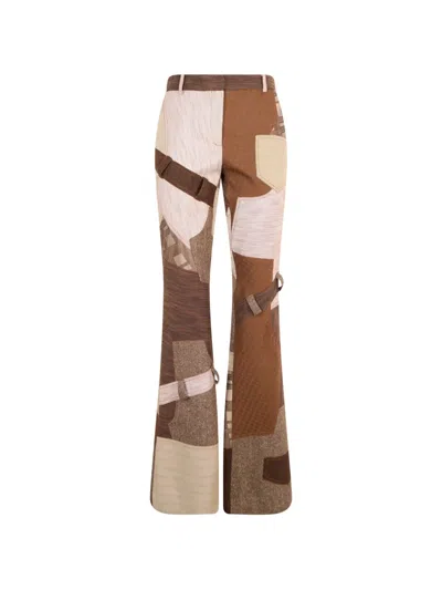 Moschino Patchwork-design Trousers In Brown