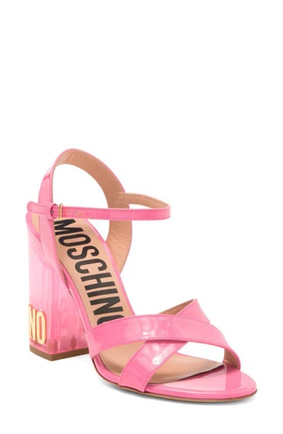 Moschino Patent Faux Leather Sandal In Pink