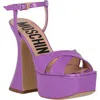 Moschino Patent Leather Platform Heeled Sandals In Hyacinth
