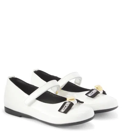 Moschino Kids' Patent Leather Ballet Flats In White