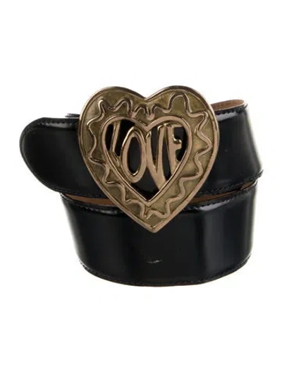 Pre-owned Moschino Patent Leather Belt In Black