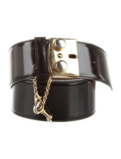 Pre-owned Moschino Patent Leather Belt In Black