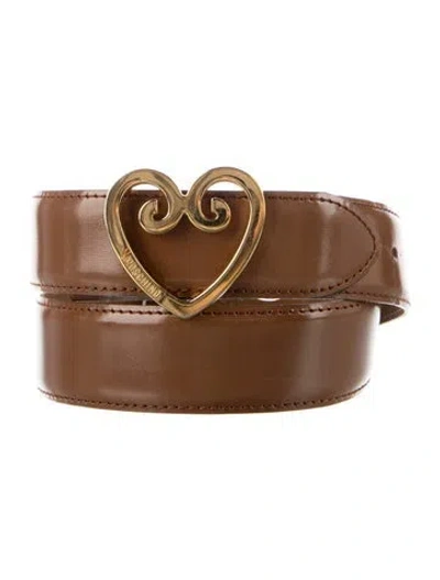 Pre-owned Moschino Patent Leather Belt In Brown