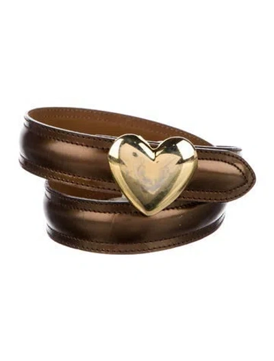 Pre-owned Moschino Patent Leather Belt In Gold