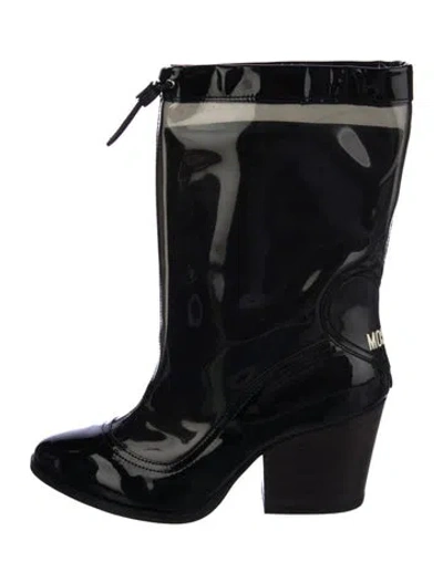 Pre-owned Moschino Patent Leather Boots In Black