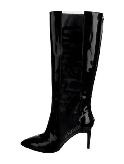 Pre-owned Moschino Patent Leather Boots In Black/clear