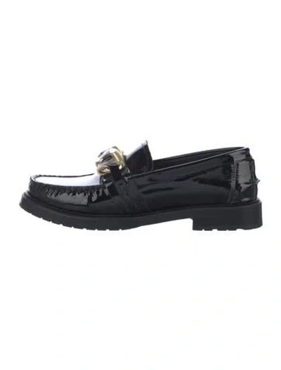 Pre-owned Moschino Patent Leather Chain-link Accents Loafers In Black