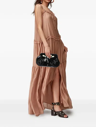 Pre-owned Moschino Patent Leather Clutch Bag In Black