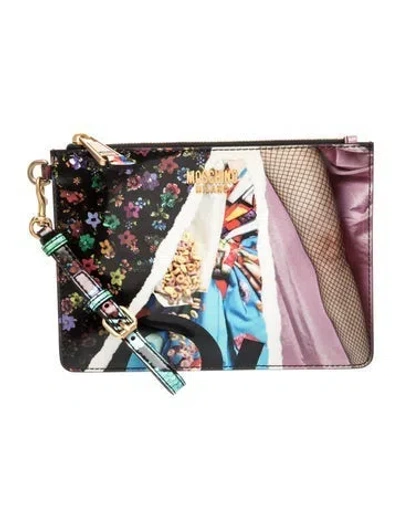 Pre-owned Moschino Patent Leather Clutch W/ Tags In Black