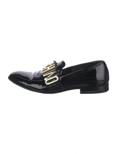 Pre-owned Moschino Patent Leather Loafers In Black