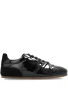Moschino Patent-leather Low-top Sneakers In Black