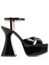 Moschino Patent Leather Platform Sandals In Schwarz