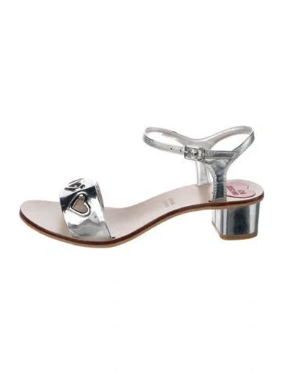 Pre-owned Moschino Patent Leather Sandals In Silver
